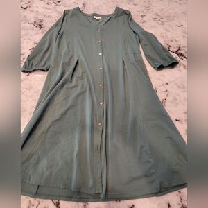 Elegant Teal Button-Down Dress